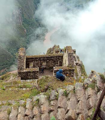 Huayna Picchu seen from above in Machupicchu